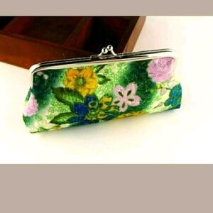 FLORAL CLUTCH OR MAKEUP BAG GREEN